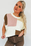 Multicolor Colorblock Mix Textured Sweater Tee