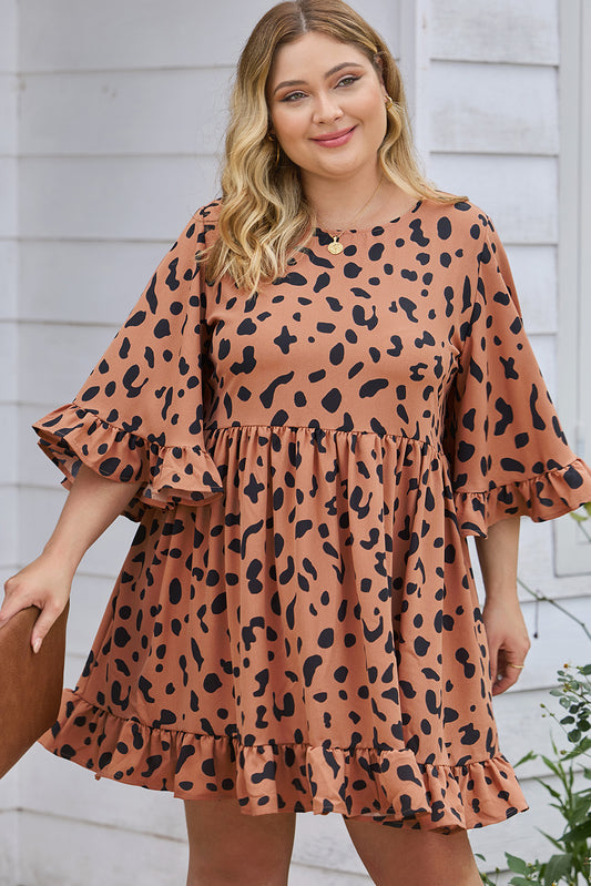 Plus Size Shift Dress with Ruffle