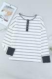 Striped Color Block Buttoned Waffle Knit Shirt