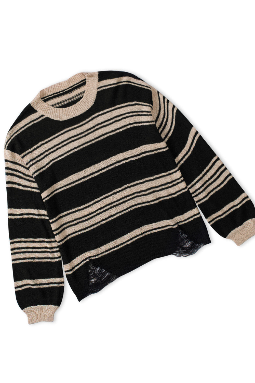 Striped Crew Neck Knit Sweater