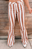 Striped Fringe Bell Bottom Denim Pants