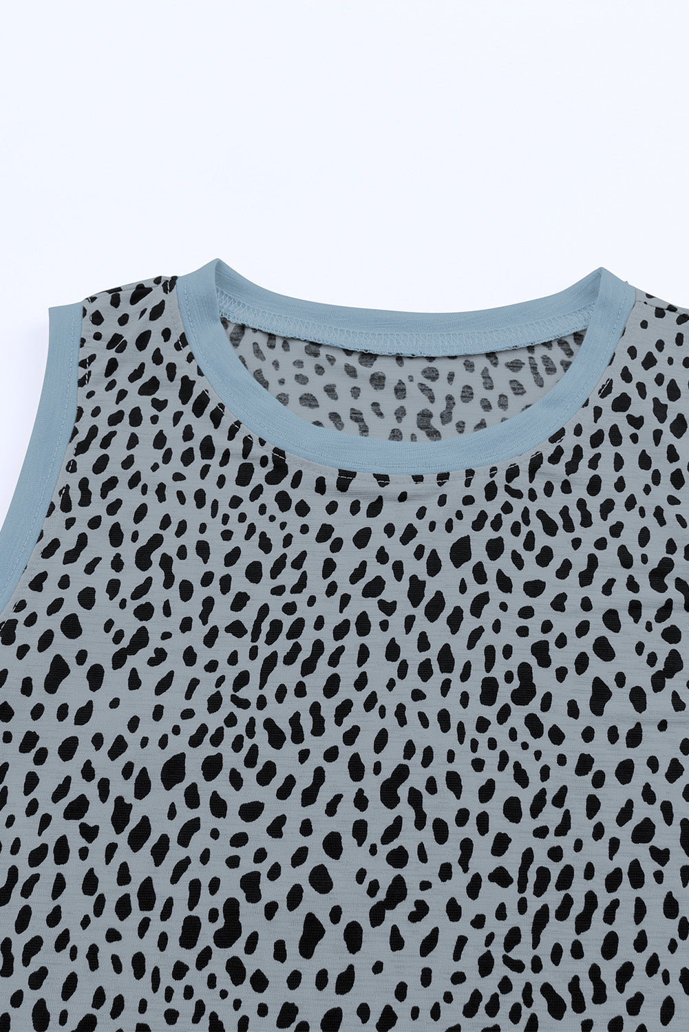 Red Leopard Print Round Neck Tank Top