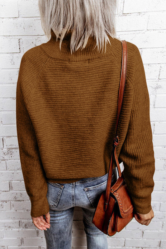 Zip Knitted High Neck Sweater