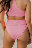 Ribbed Twist Cut-Out High Waist Bikini Set