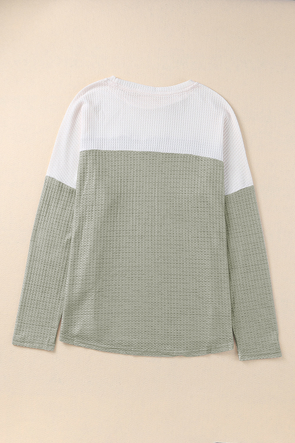 Plus Size Colorblock Knit Long Sleeve Top