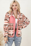 Western Colorblock Snap Buttoned Sherpa Jacket