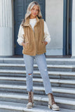 Snap Button Pocketed Sherpa Vest Jacket