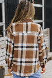 Pocketed Buttoned Plaid Shirt Jacket