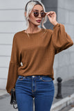 Faux Knit Jacquard Puffy Long Sleeve Top