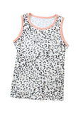 Fuzzy Print Contrast Trim Tank Top