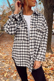 Plaid Print Chest Pockets Buttoned Tunic Shacket