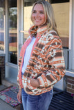 Western Colorblock Snap Buttoned Sherpa Jacket