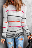 Ribbed Knit Striped Sweater