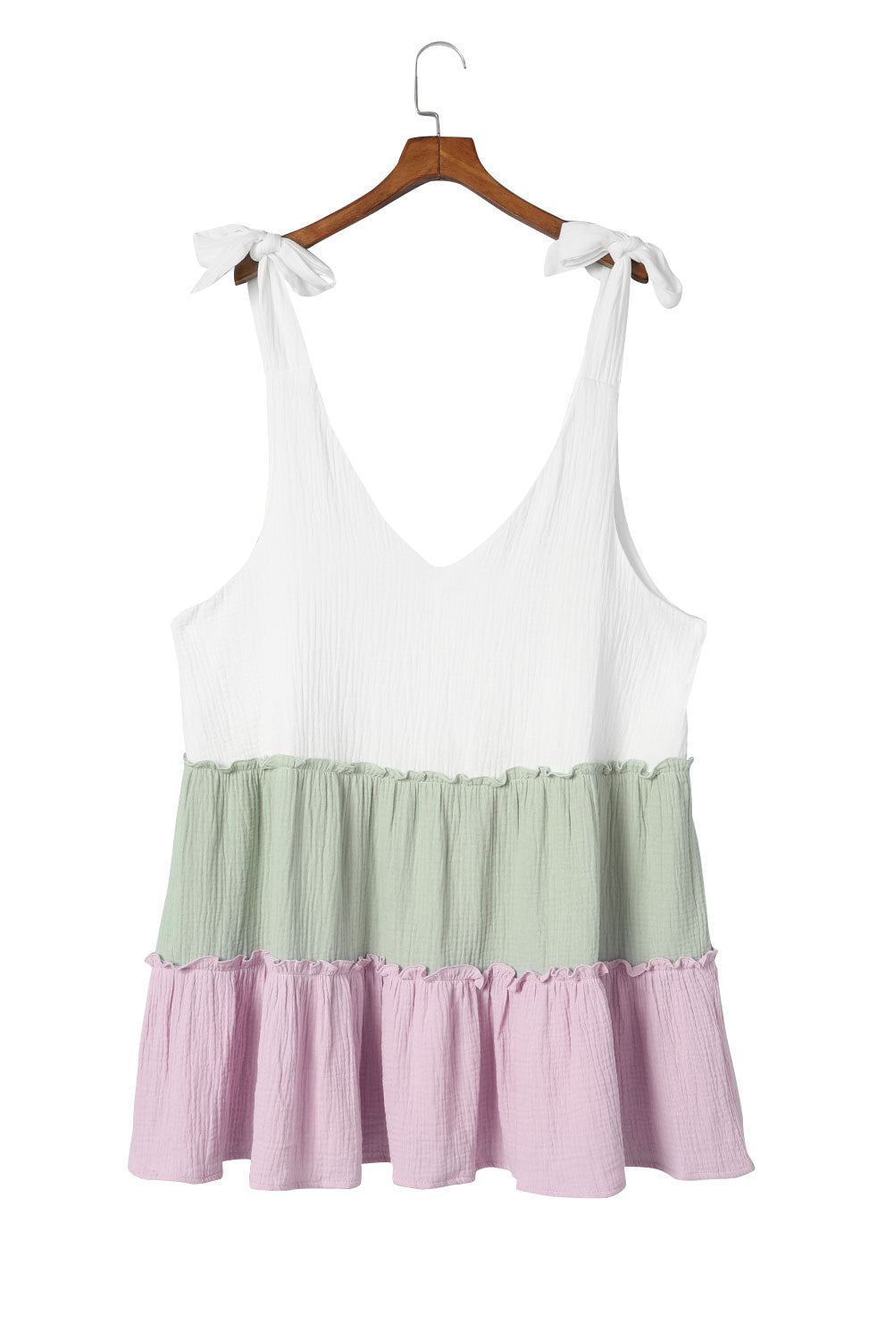 Plus Size Color Block Ruffle Tiered Babydoll Tank Top