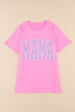 MAMA Leopard Print O-neck Graphic T Shirt