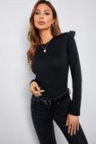 Ruffle Slim-fit Long Sleeve Top