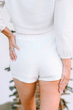 Waffle Knit Buttoned Long Sleeve Crop and Shorts Lounge Set