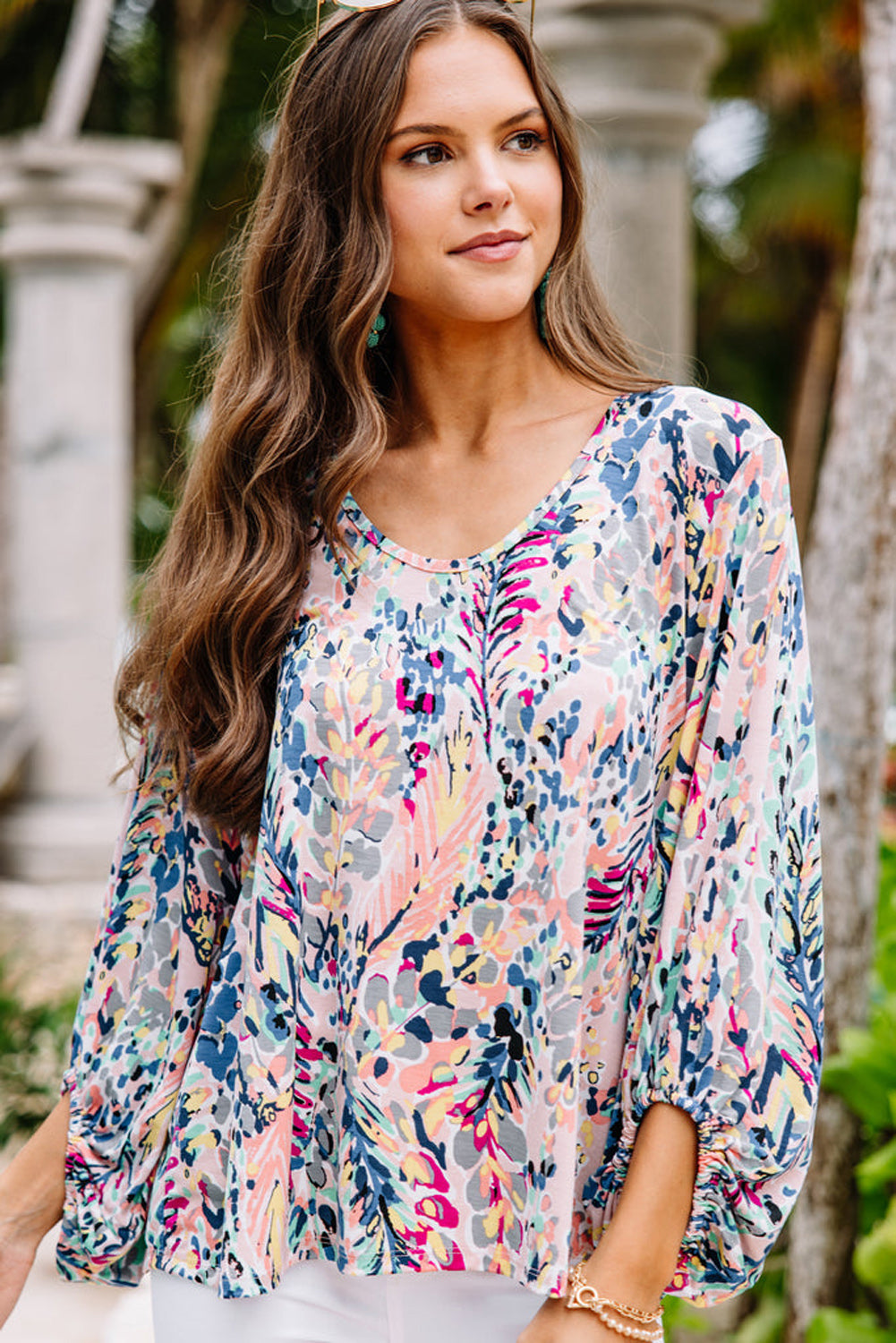 Floral Print Ruffle Sleeve Babydoll Top