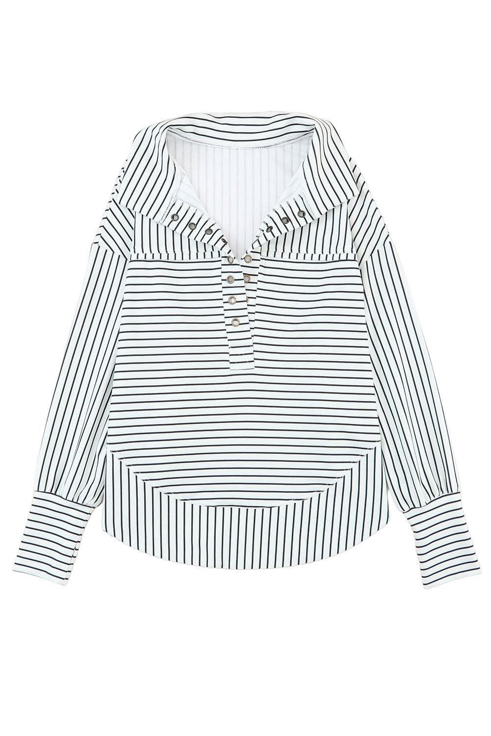 Striped Thumbhole Drop Shoulder V Neck Top