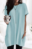 Side Pockets Short Sleeve Tunic Top