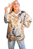 Plus Size Tie Dye V Neck Sweatshirt