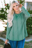 Exposed Seam Waffle Knit Loose Top