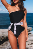 Asymmetric Cutout Belted One-piece Swimwear