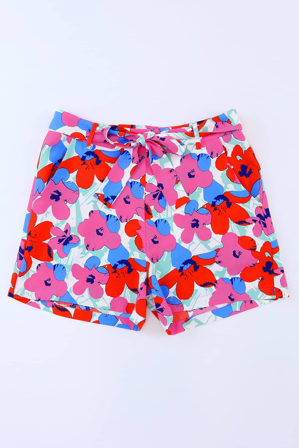 Floral Print Belted Shorts