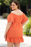 Plus Size Crochet Detail Belted Off Shoulder Dress