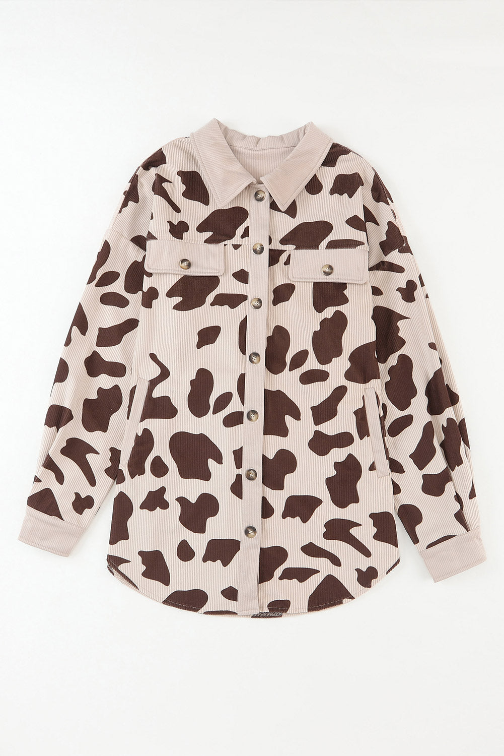 Cow Spots Printed Corduroy Shacket