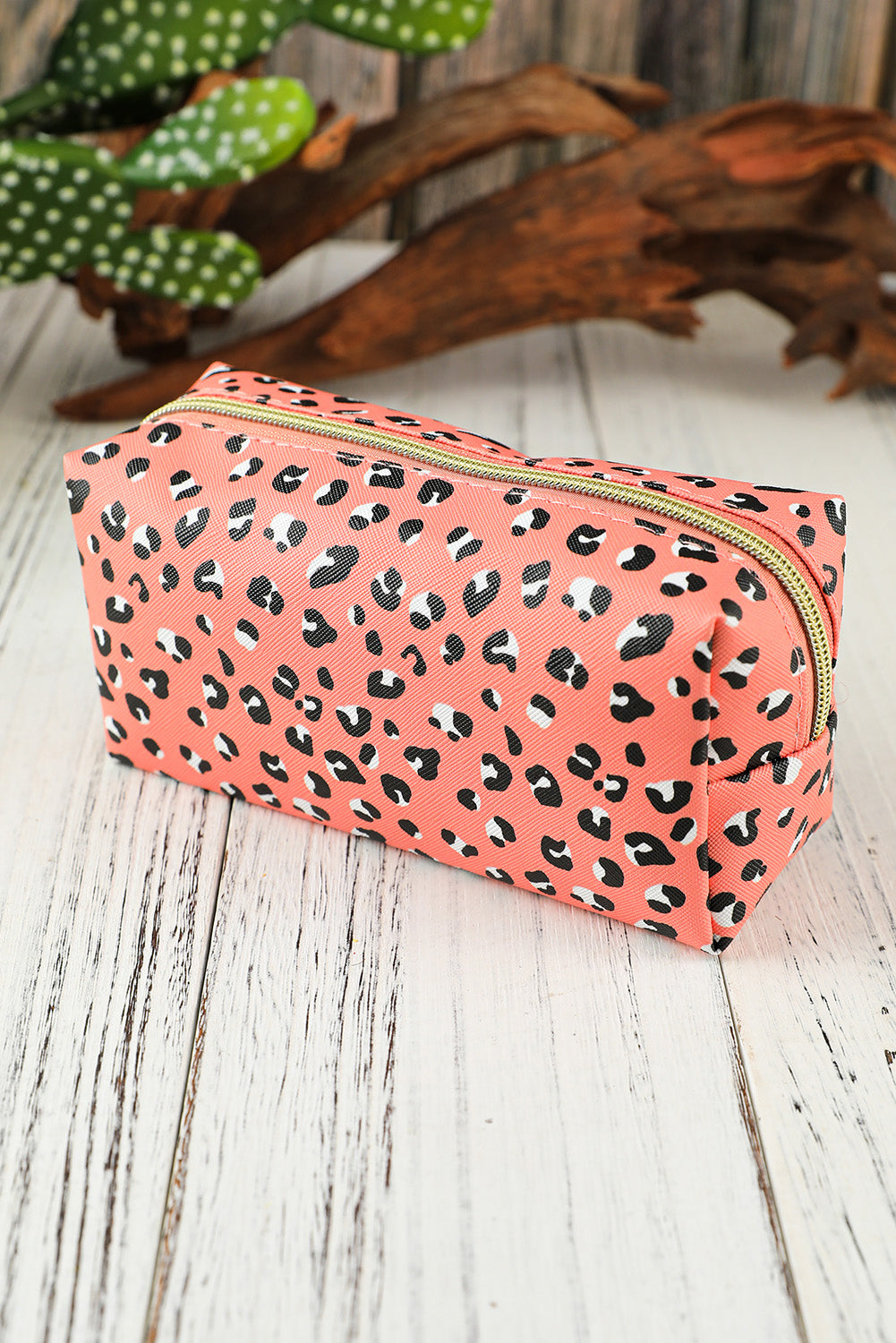 Leopard Print Zipped Cuboid Cosmetic Bag 19*8*9cm