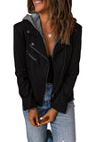 Notch Collar Detachable Hood Zipped Jacket