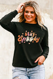 Orange Plain Crew Neck Pullover Sweatshirt