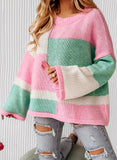 Colorblock Drop Shoulder Bell Sleeve Sweater