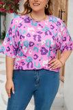 Leopard Kiss Print Plus Size Short Sleeve Tee