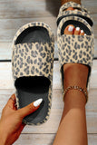 Pink Leopard Print Thick Sole Slip On Slippers