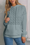 Light Grey Drop Shoulder Quilted Patchwork Kangaroo Pocket Hoodie