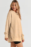 Green Drop Shoulder Ribbed Trim Oversized Sweatshirt