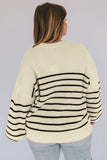 Plus Size Striped Drop Shoulder Puff Sleeve Sweater