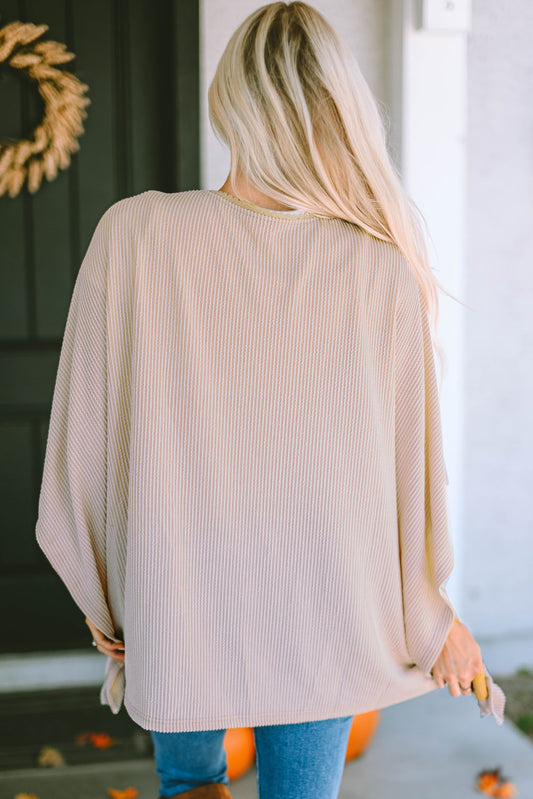 Lace Trim Ribbed Oversize Kimono