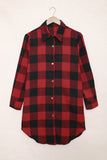 Brown Turn-down Collar Plaid Shirt Coat