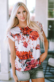 Floral Short Sleeve Round Neck Blouse