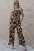 Print Halter Neck Backless Wide Leg Jumpsuit