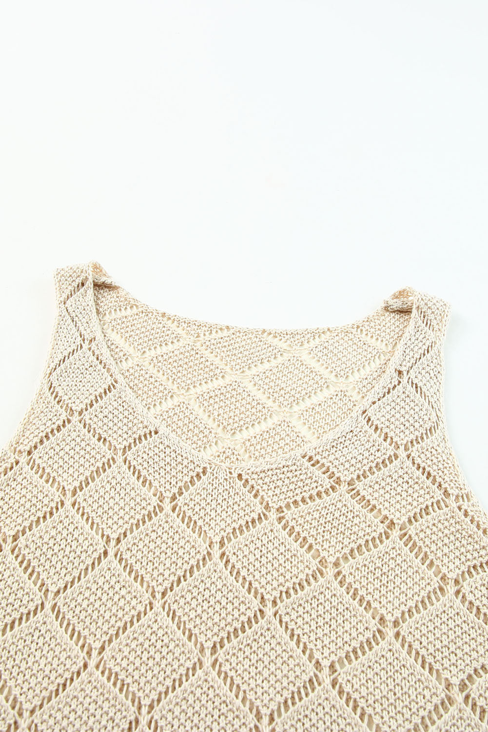 Rhombus Hollow-out Knitted Tank Top