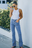 Vintage Casual Pocket Flared Jeans