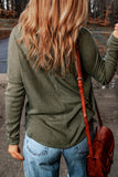 Loose Ribbed Knit V Neck Long Sleeve Top