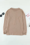 Button Front Turn-down Neck Knit Top