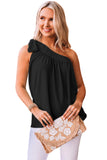 Asymmetric Tie On Shoulder Sleeveless Top