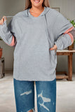 Contrast Patched Sleeve Plus Size Hoodie