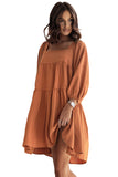 Square Neck Half Sleeve High Low Mini Dress